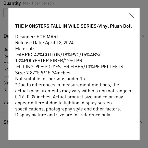 Fall In Wild Vinyl Face Plush Doll- Pop Mart Labubu - Picture 7 of 17